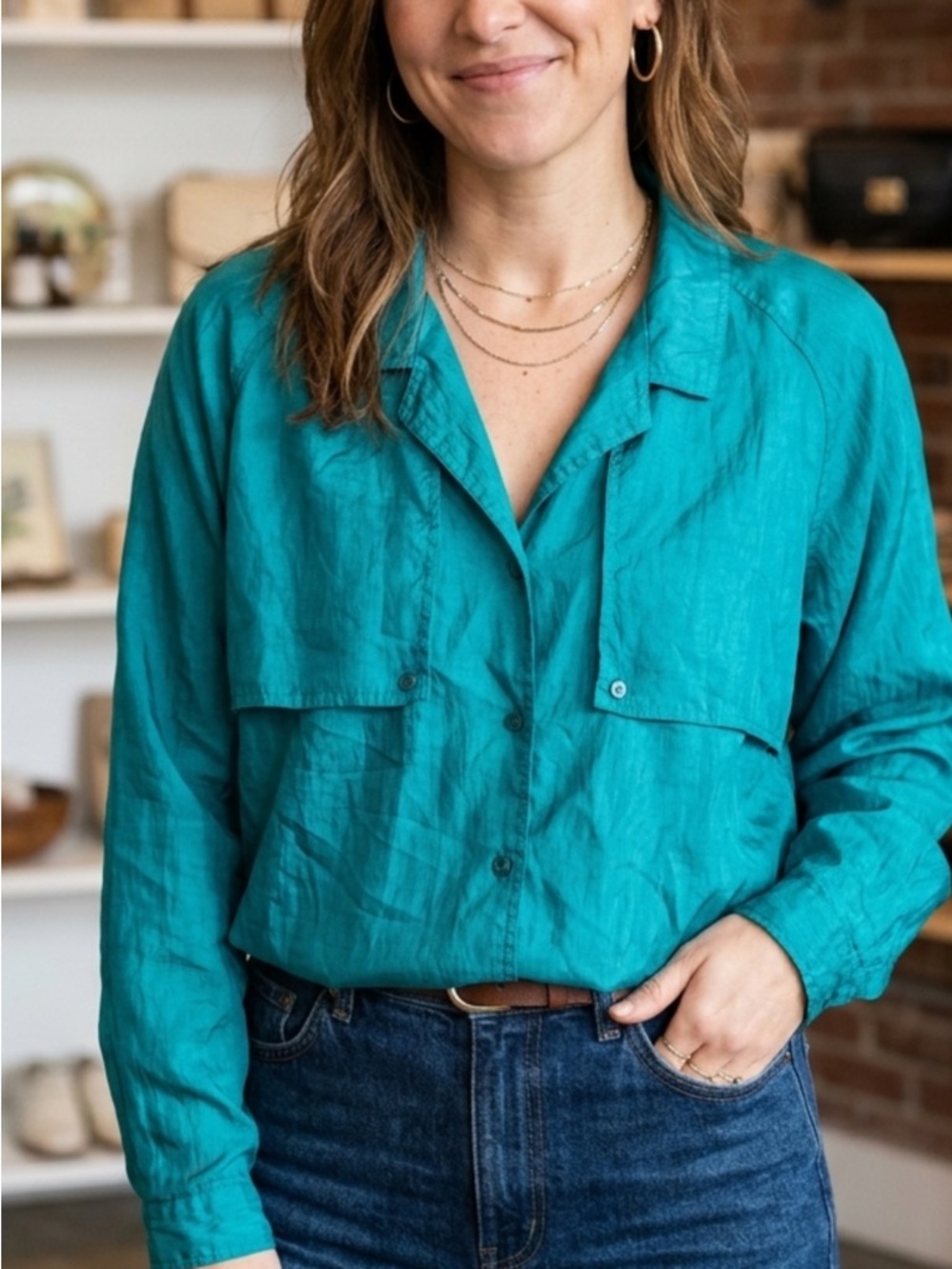 Diane Von Furstenberg Teal Silk Blouse